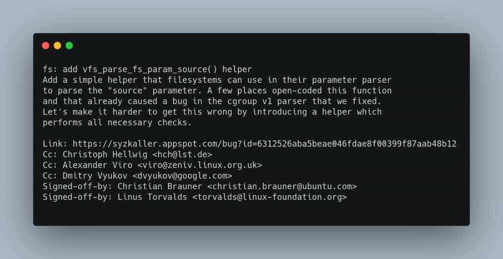 Linux kernel commit