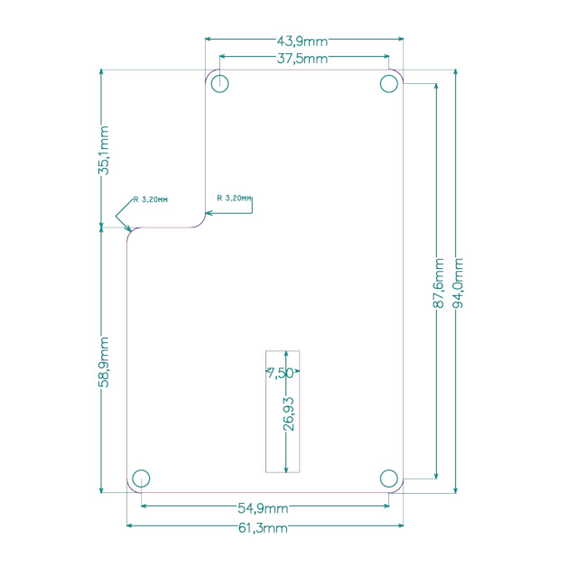 DevelBoard HMI disegno tecnico